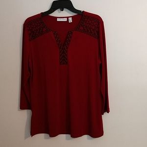 Susan , Graver Liquid Knit Top With Embroidery